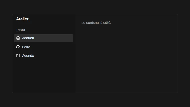 The sidebar component