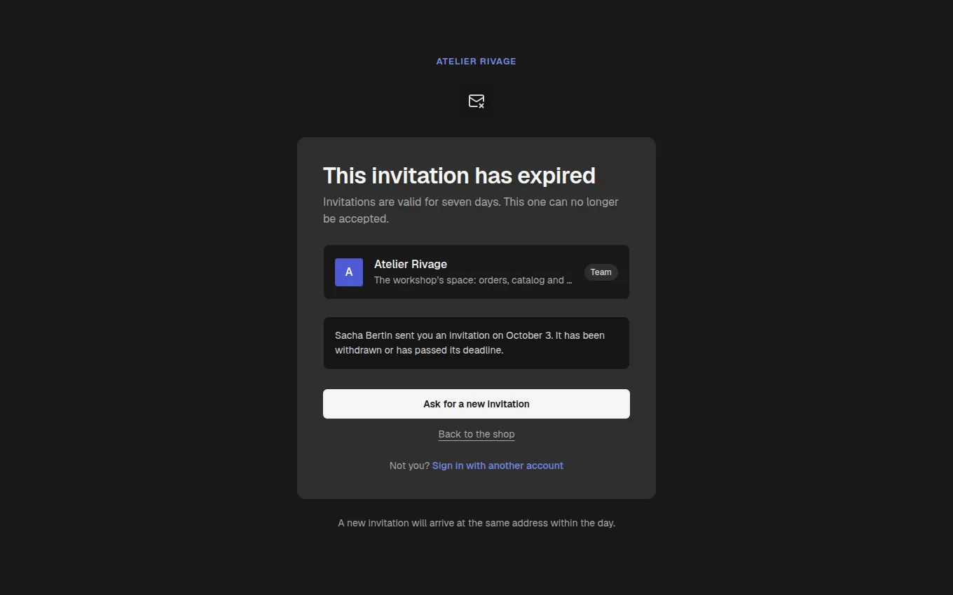 The InviteExpired block