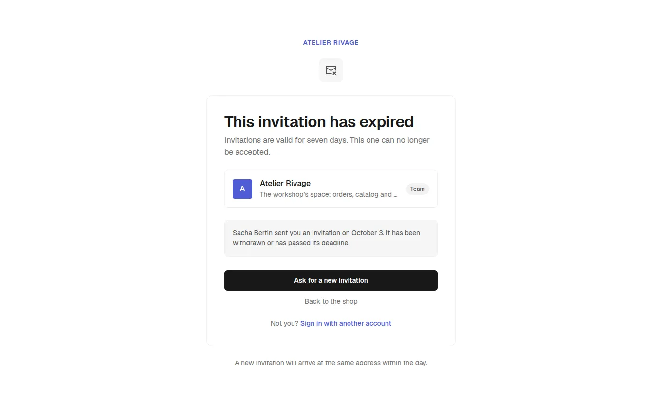 The InviteExpired block