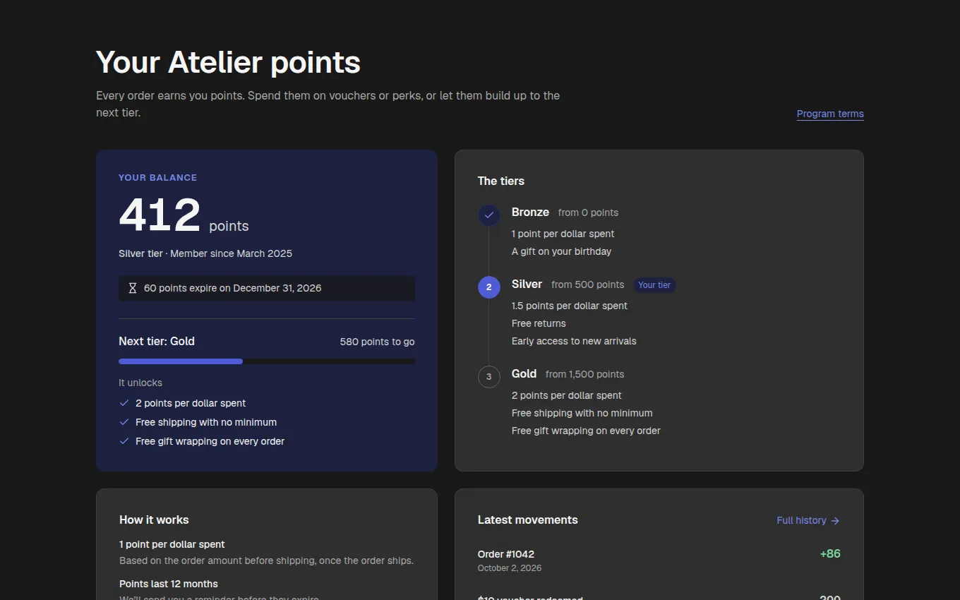 The LoyaltyPoints block
