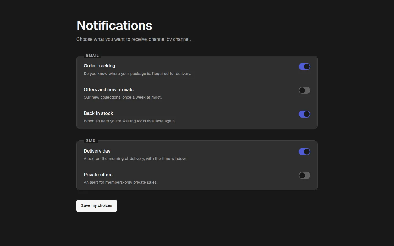 The NotificationPreferences block