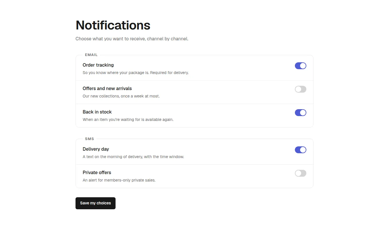 The NotificationPreferences block