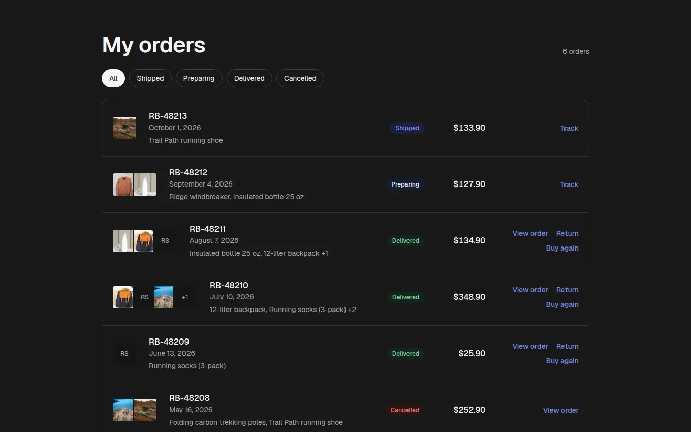 The OrderList block