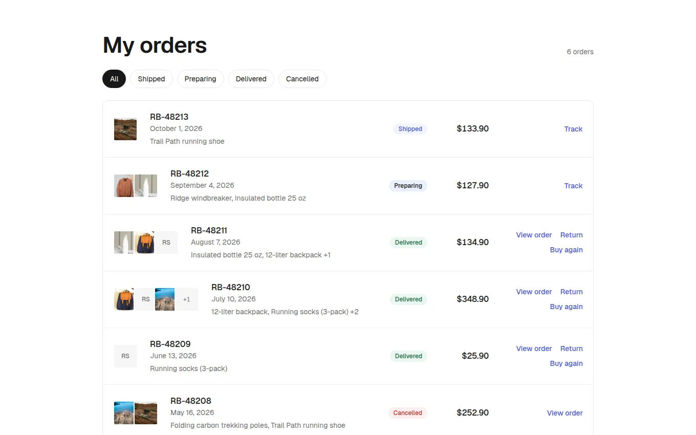 The OrderList block