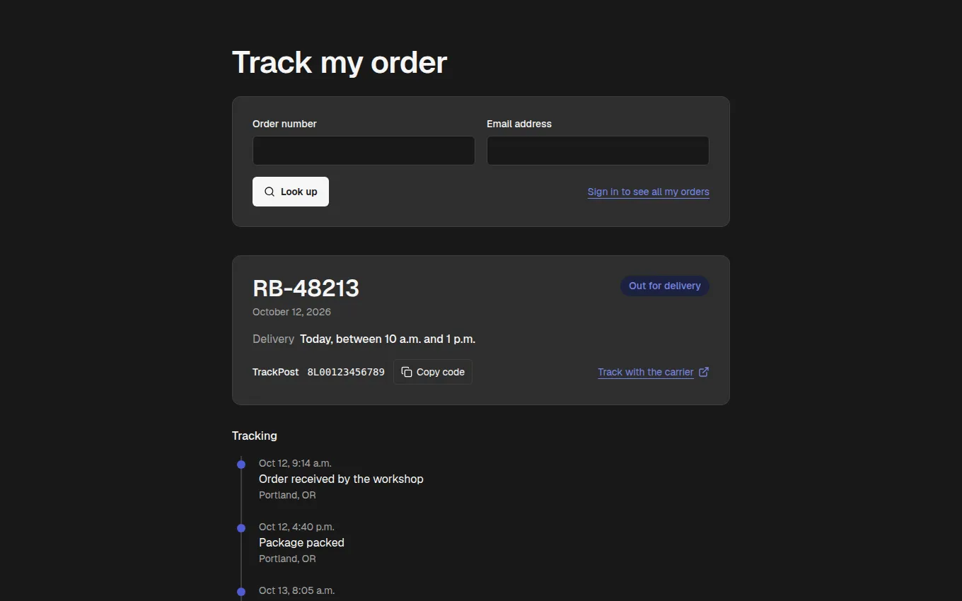 The OrderLookup block