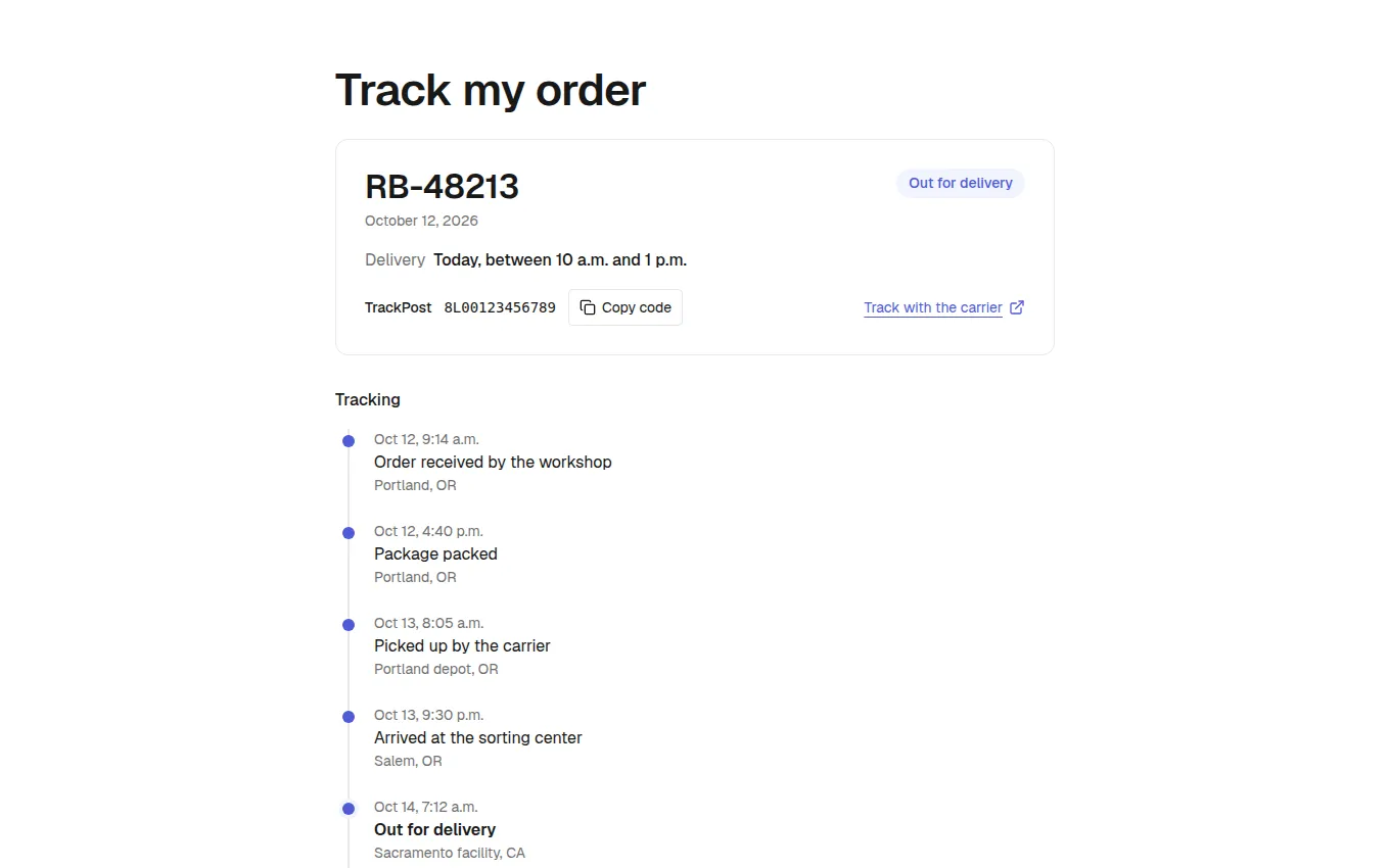 The OrderTracker block