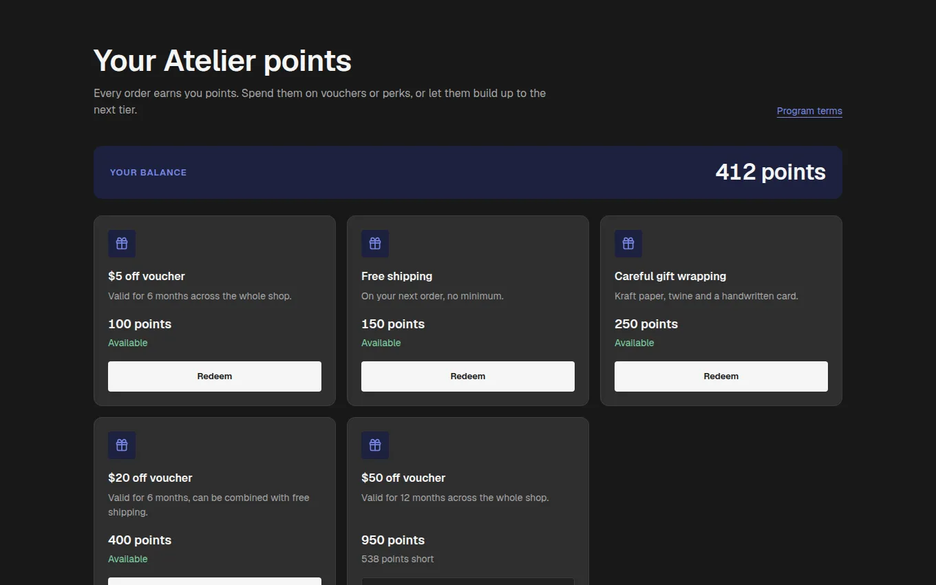 The PointsRewards block