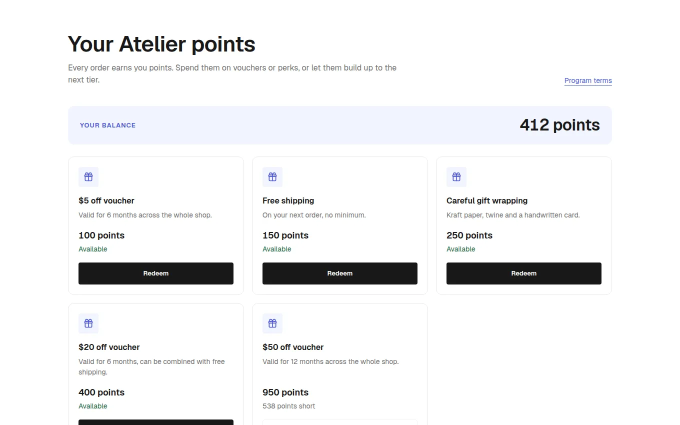 The PointsRewards block