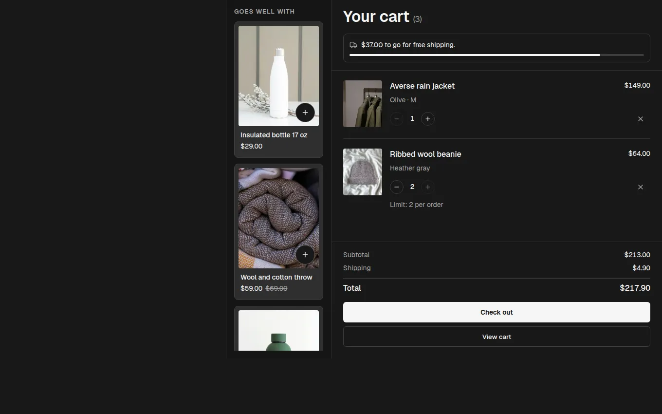 The CartWithSuggestions block