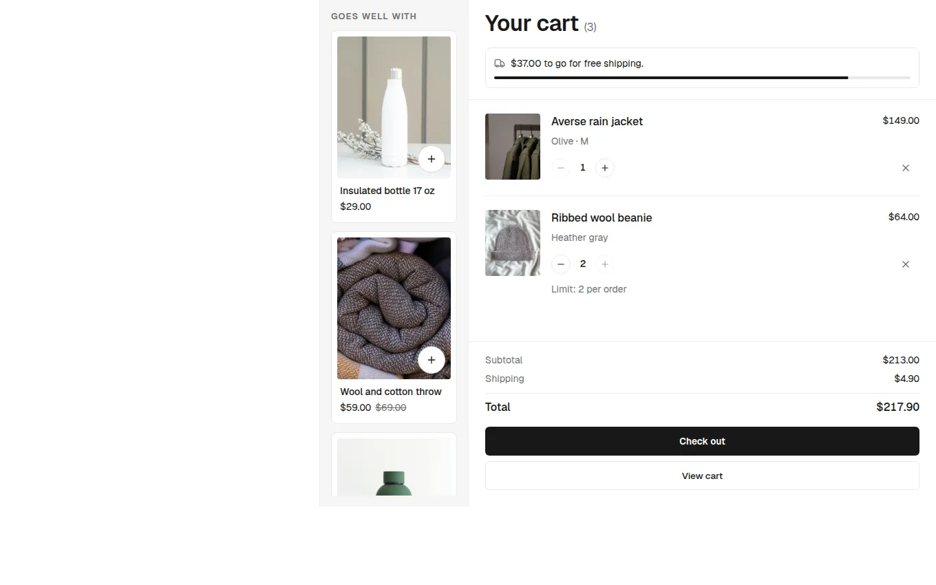 The CartWithSuggestions block