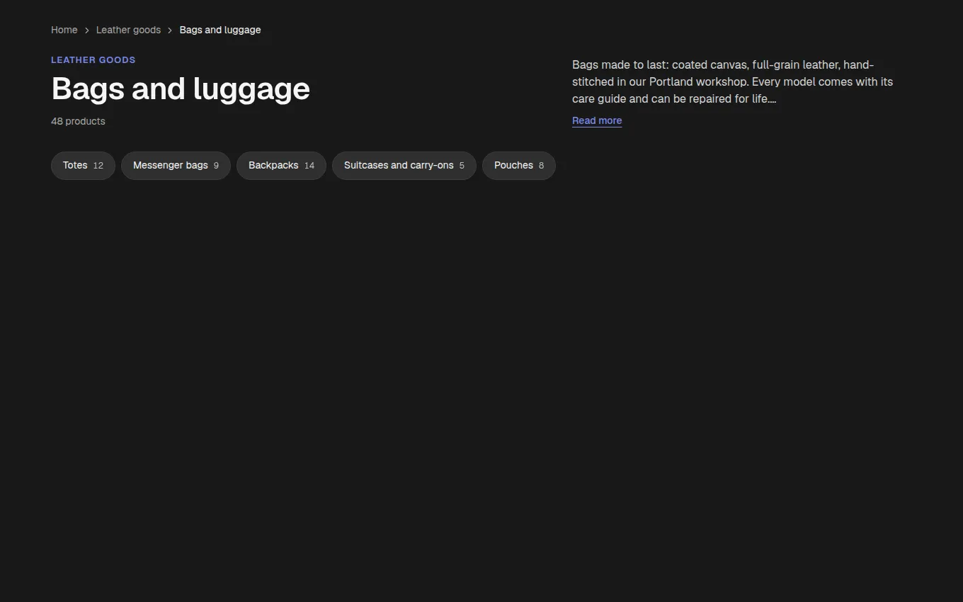 The CollectionHeader block