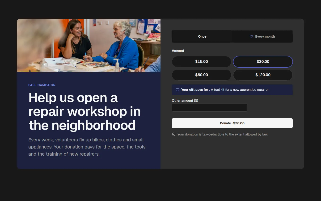 The DonationAppeal block