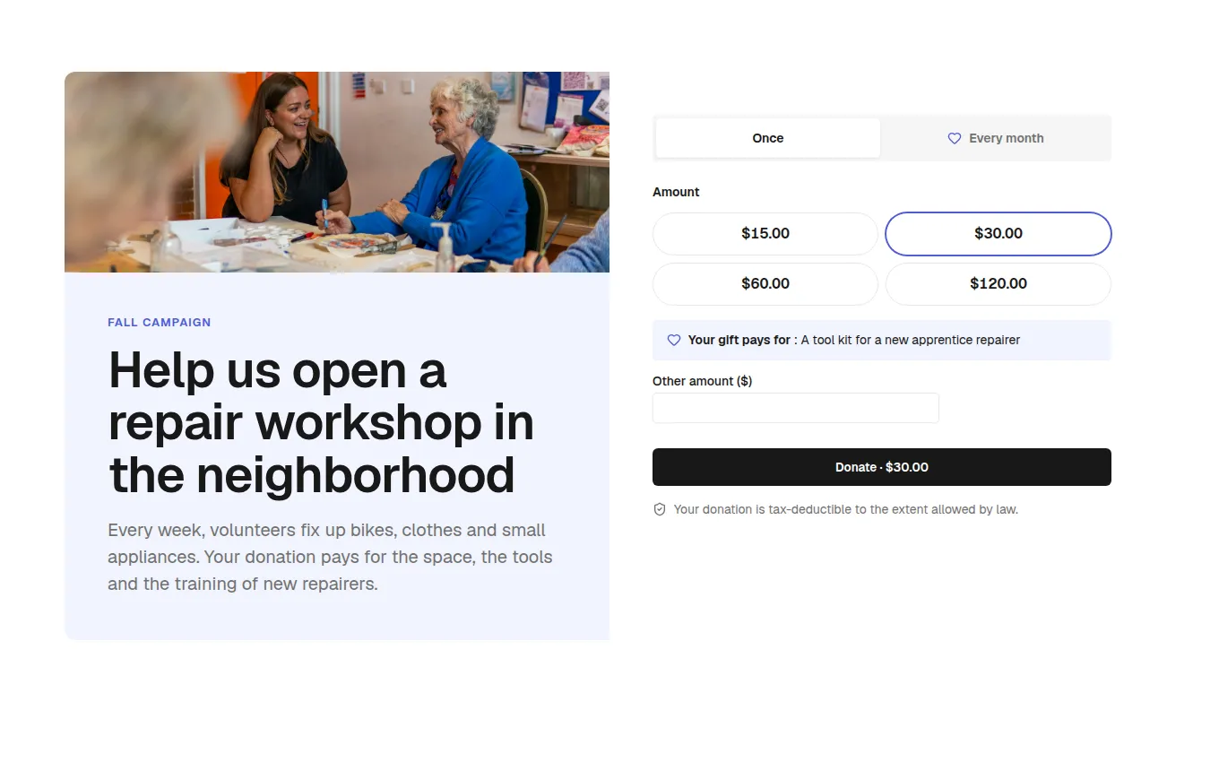 The DonationAppeal block