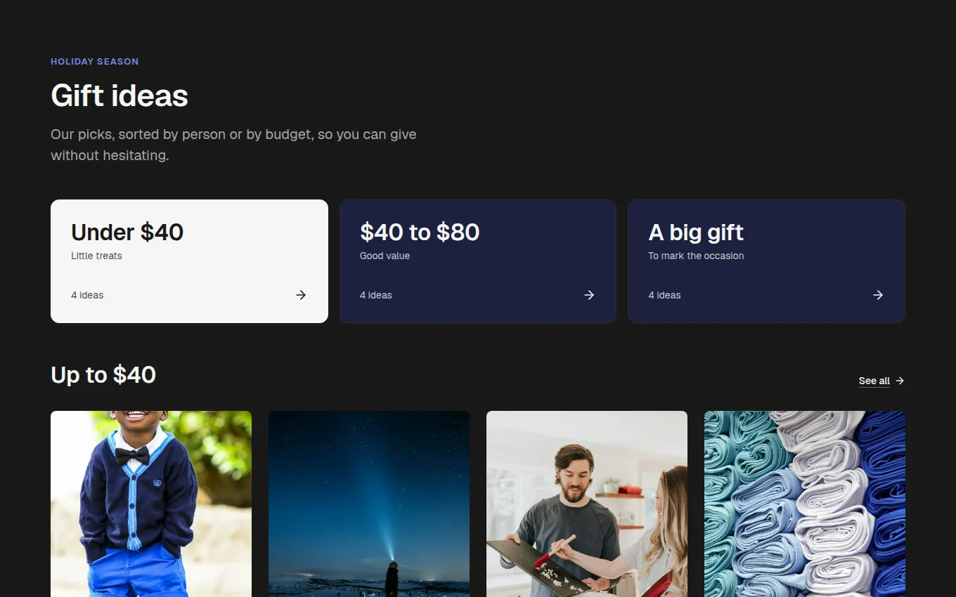 The GiftBudgets block