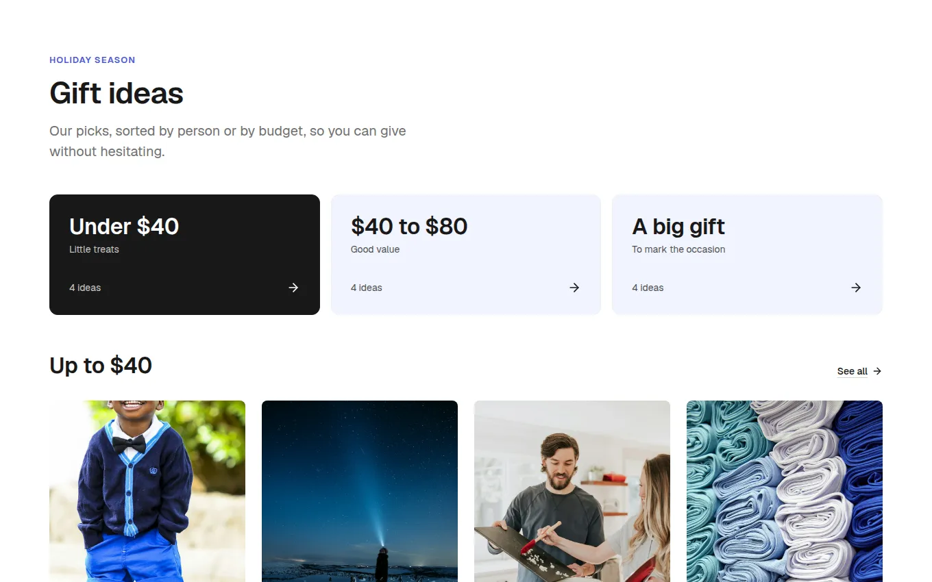 The GiftBudgets block