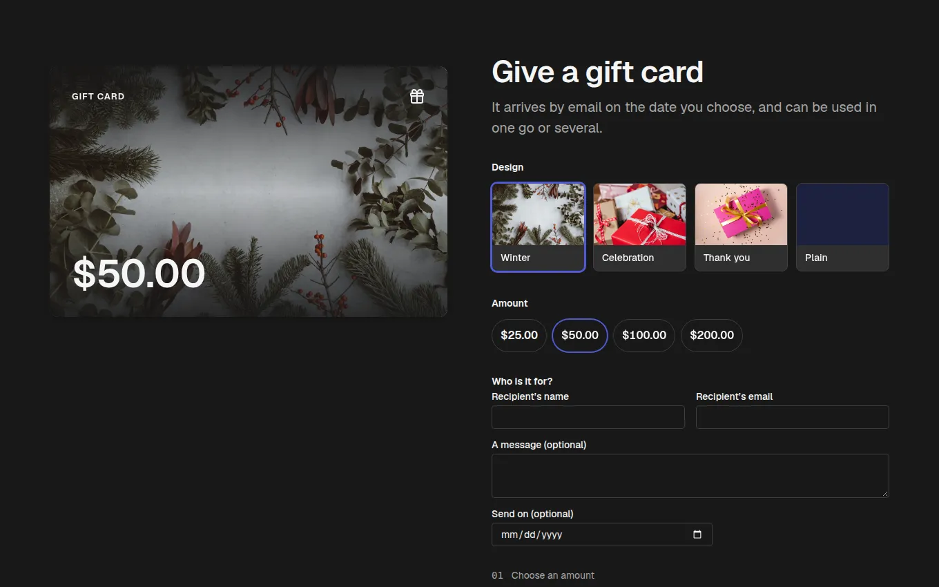 The GiftCard block