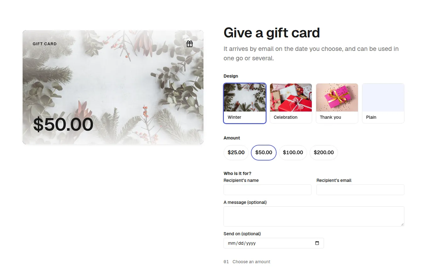 The GiftCard block
