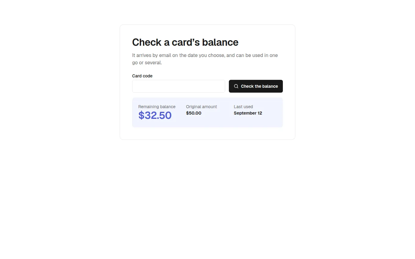 The GiftCardBalance block
