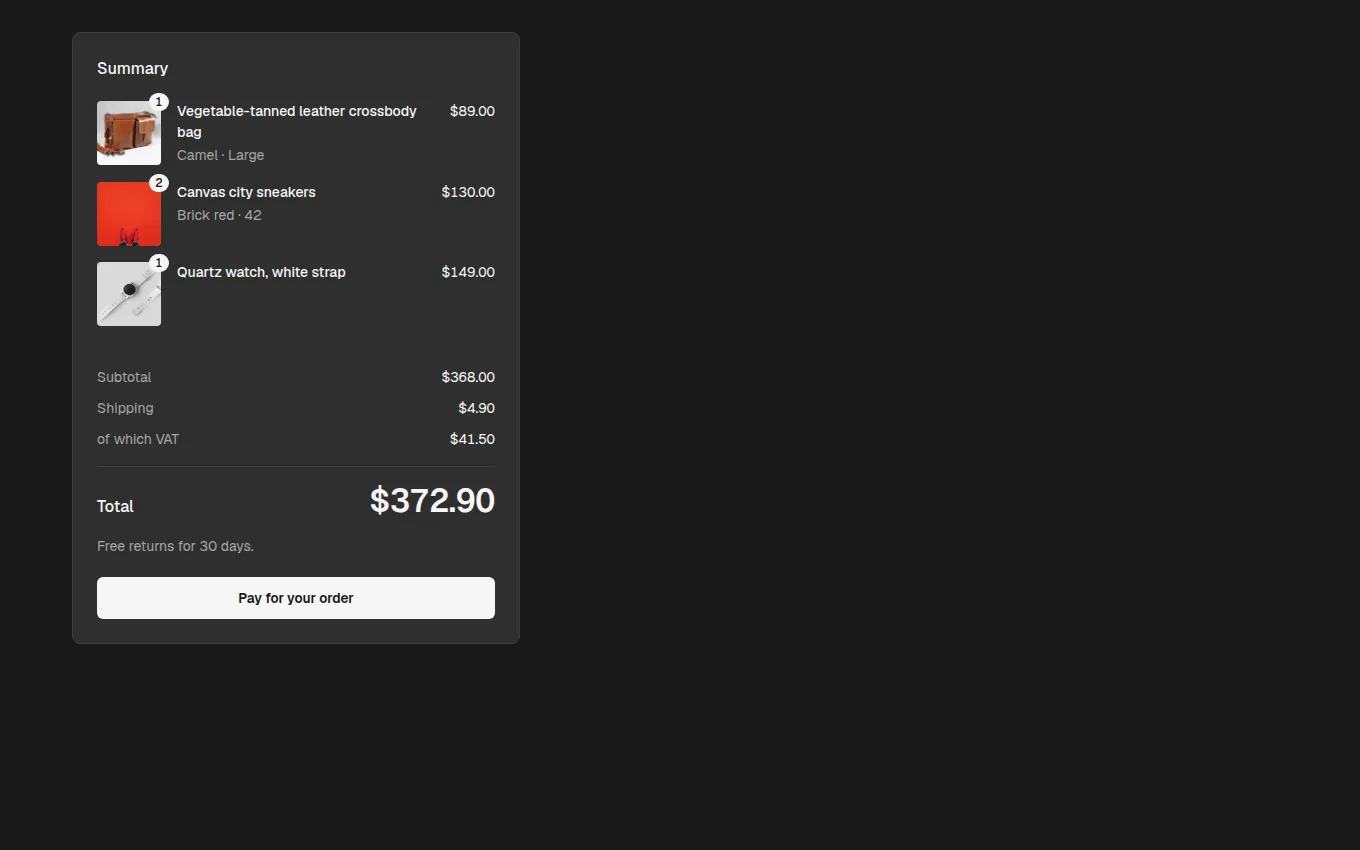 The OrderSummary block
