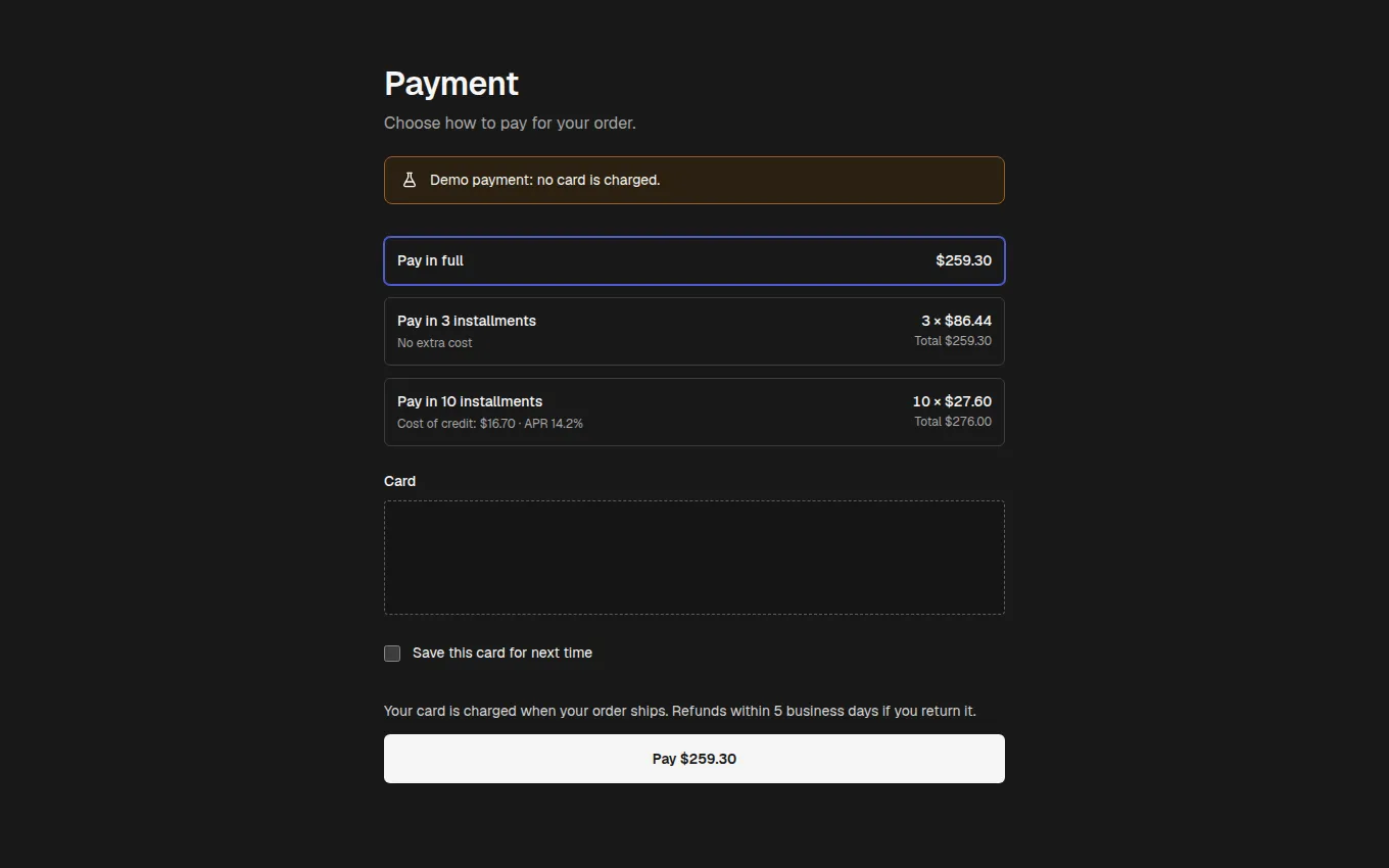 The PaymentInstalments block