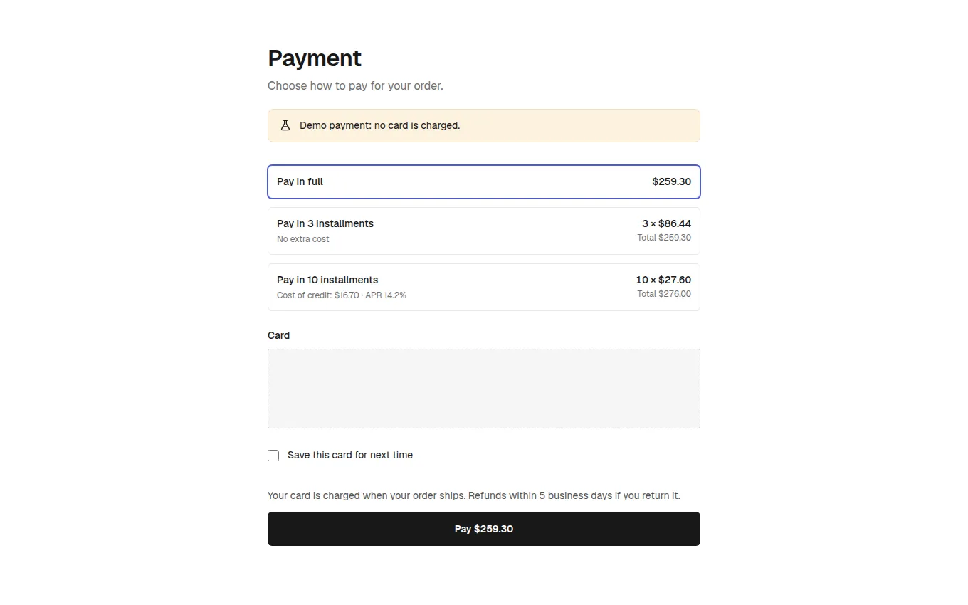 The PaymentInstalments block