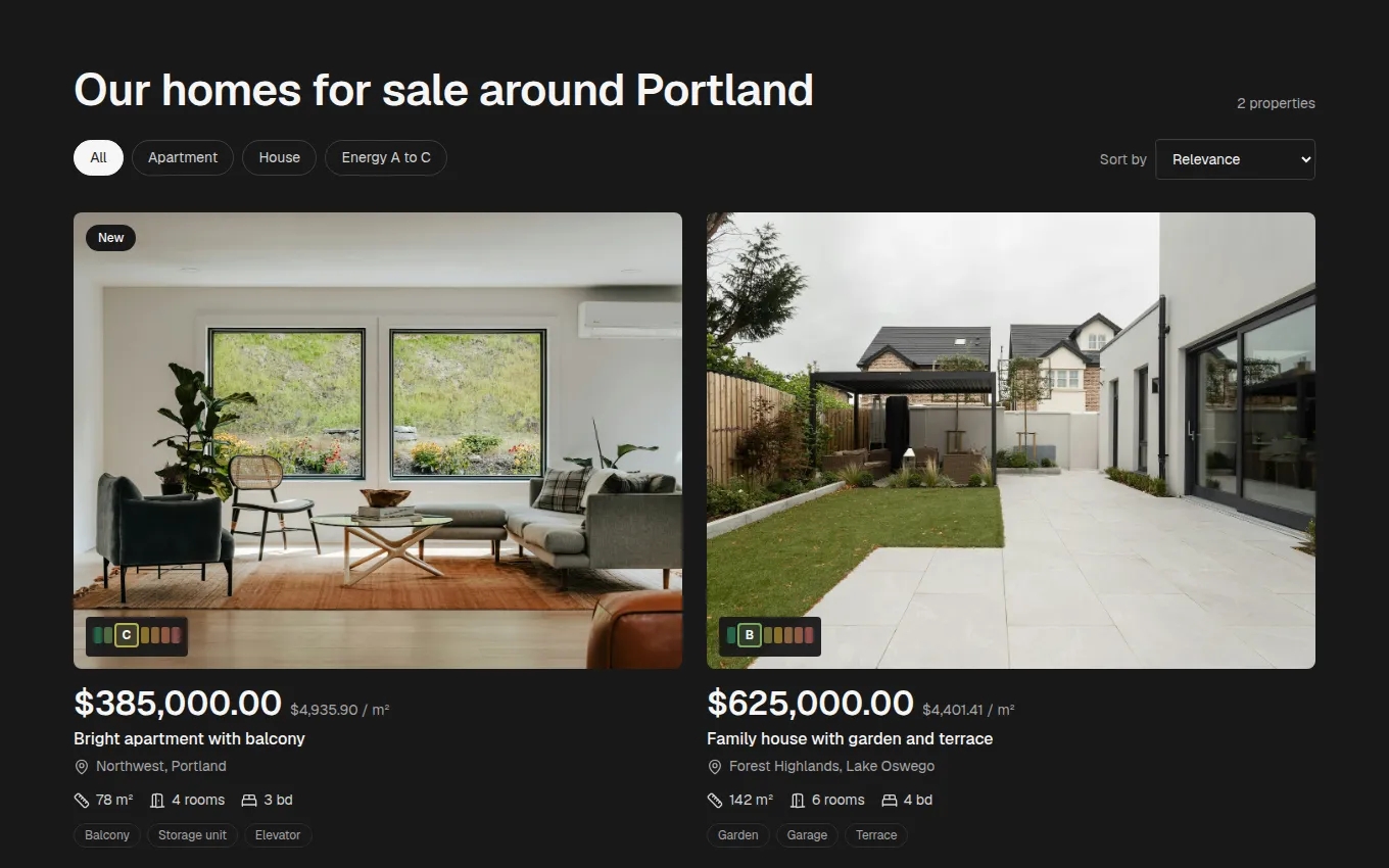 The PropertyListing block