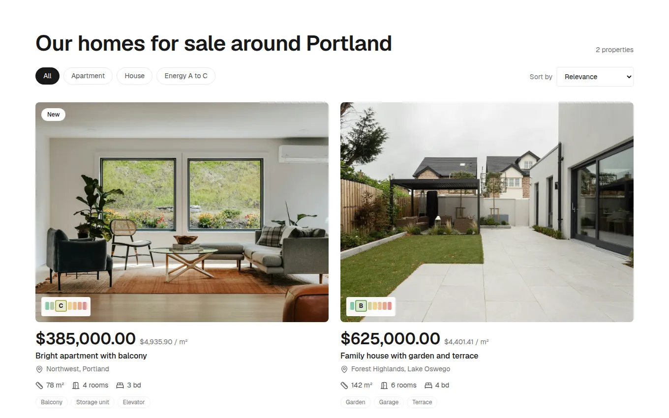 The PropertyListing block