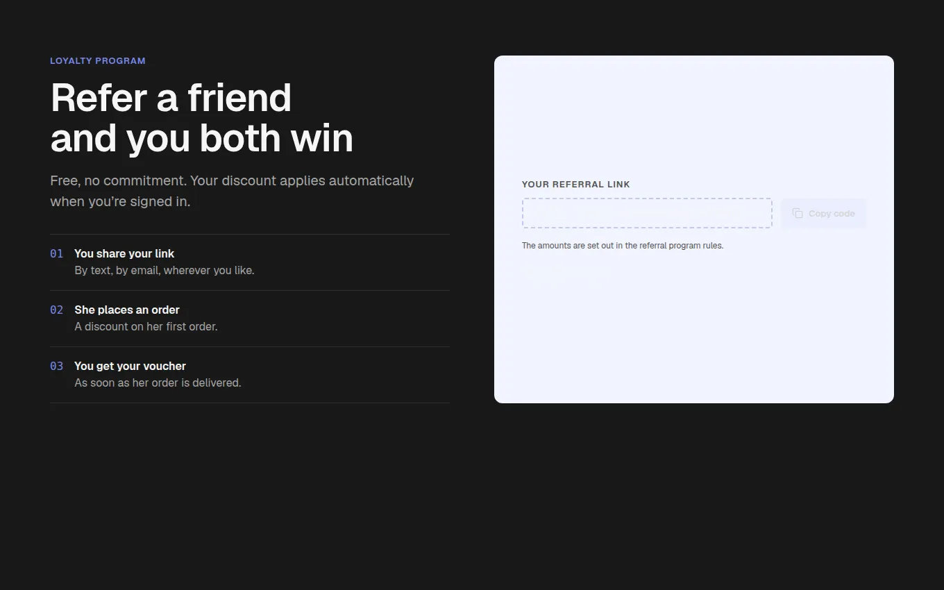 The ReferralInvite block