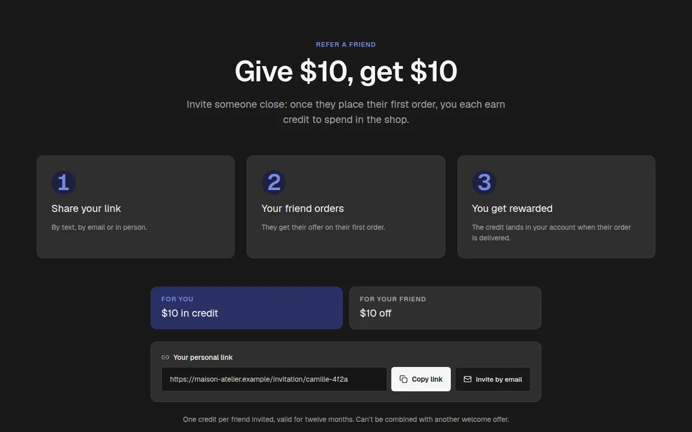 The ReferralSteps block