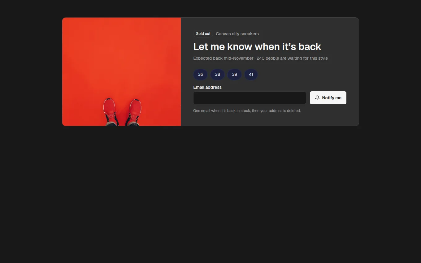 The RestockNotify block