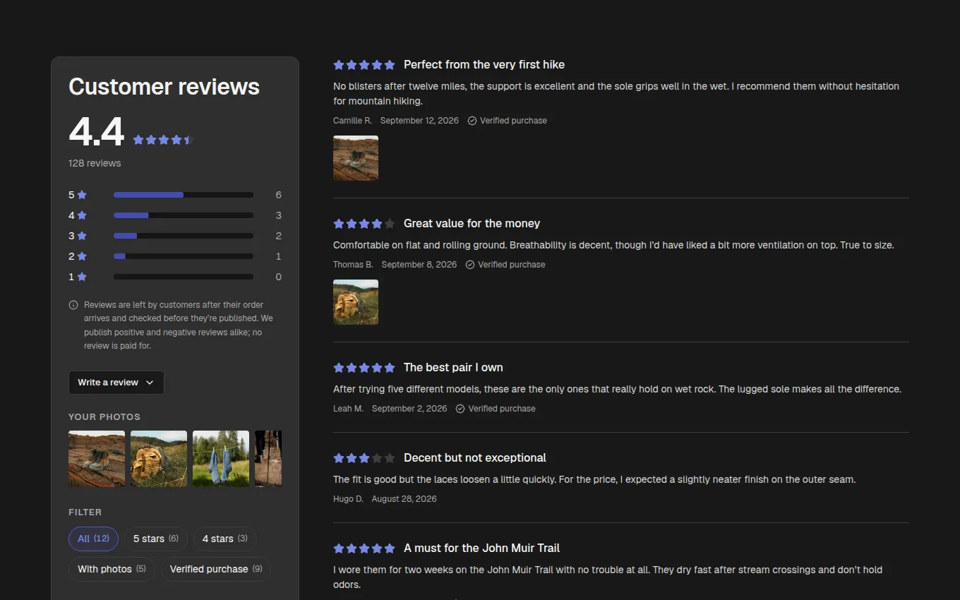 The ReviewPanel block