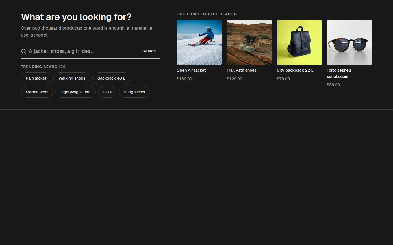 The SearchPanel block