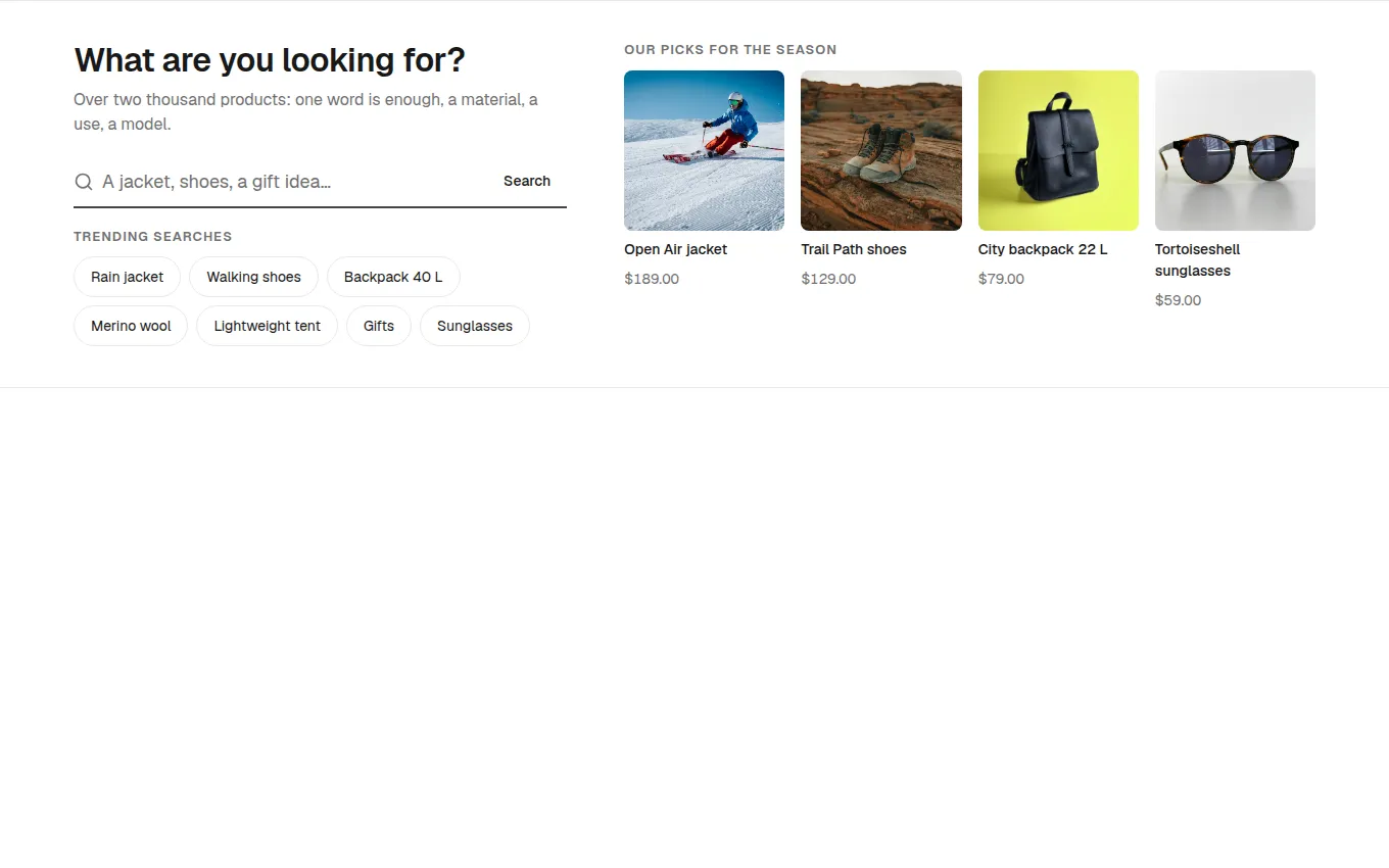 The SearchPanel block
