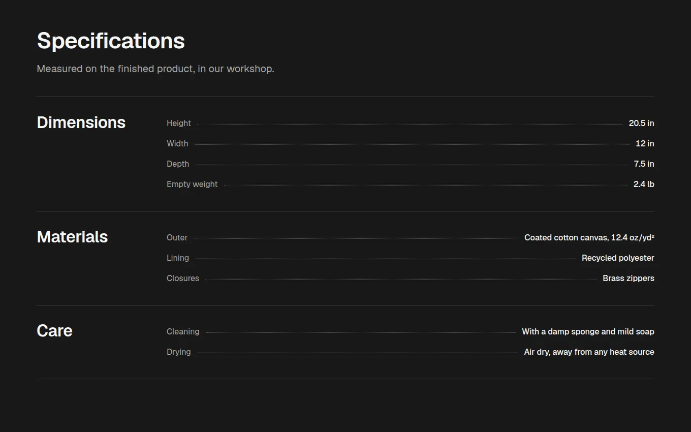 The SpecificationFigures block