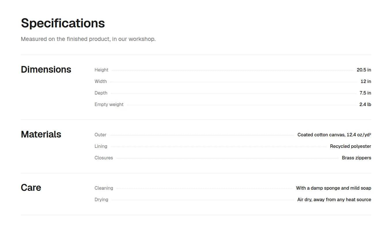 The SpecificationFigures block
