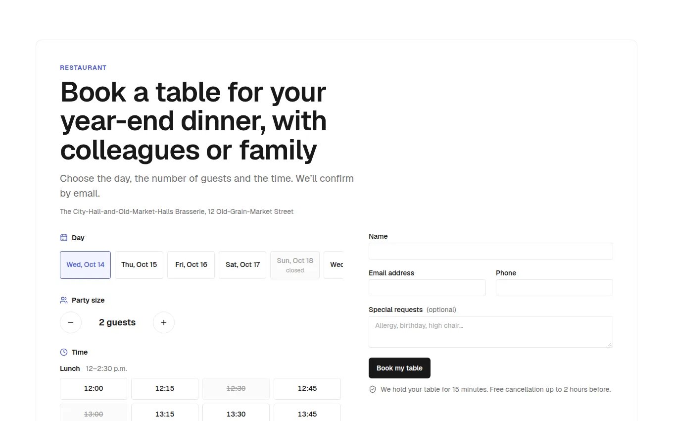 The TableBooking block