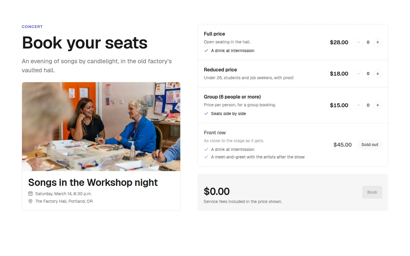 The TicketTiers block