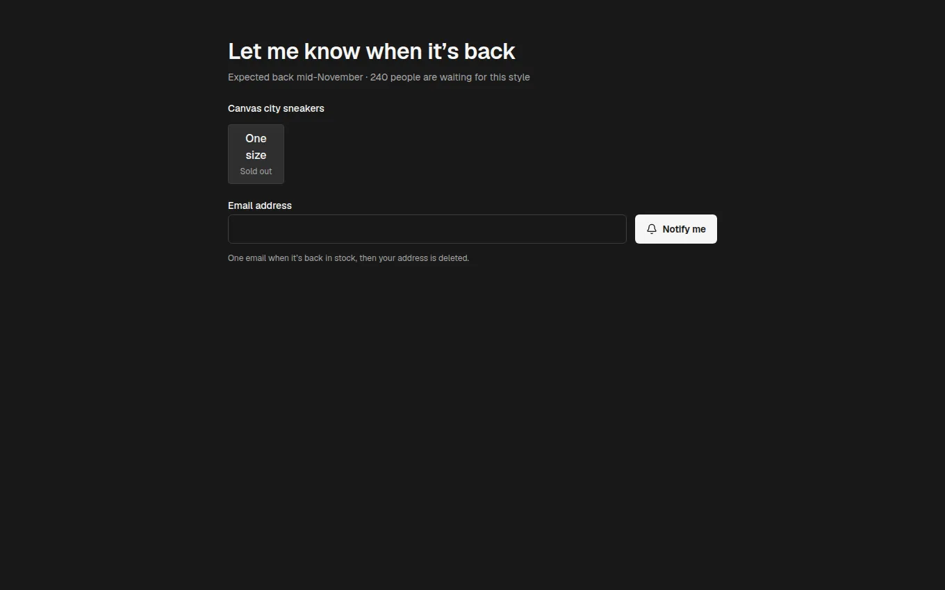 The VariantStockAlert block
