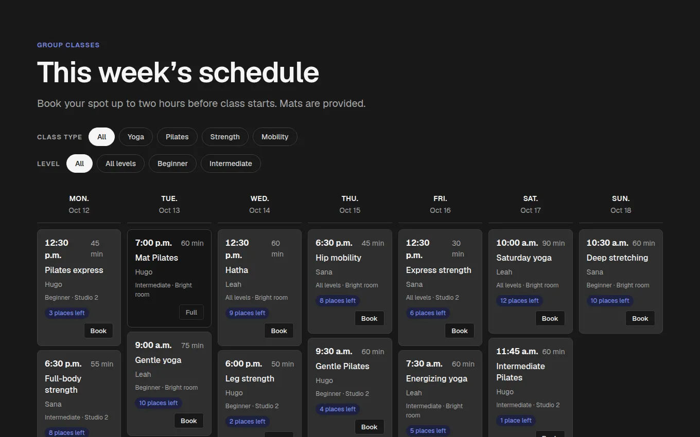 The ClassSchedule block