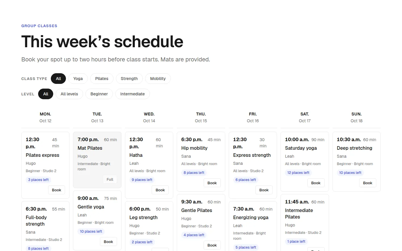 The ClassSchedule block