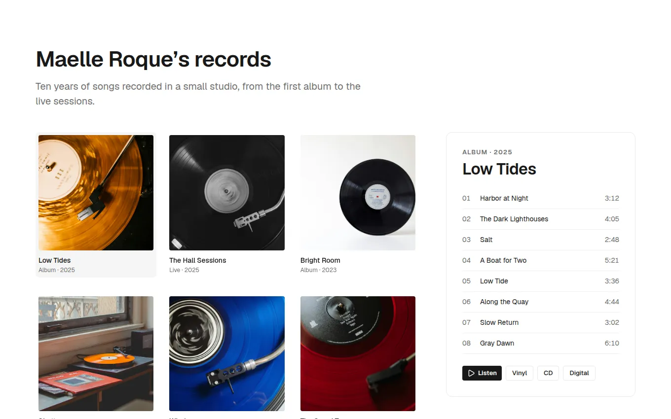 The Discography block