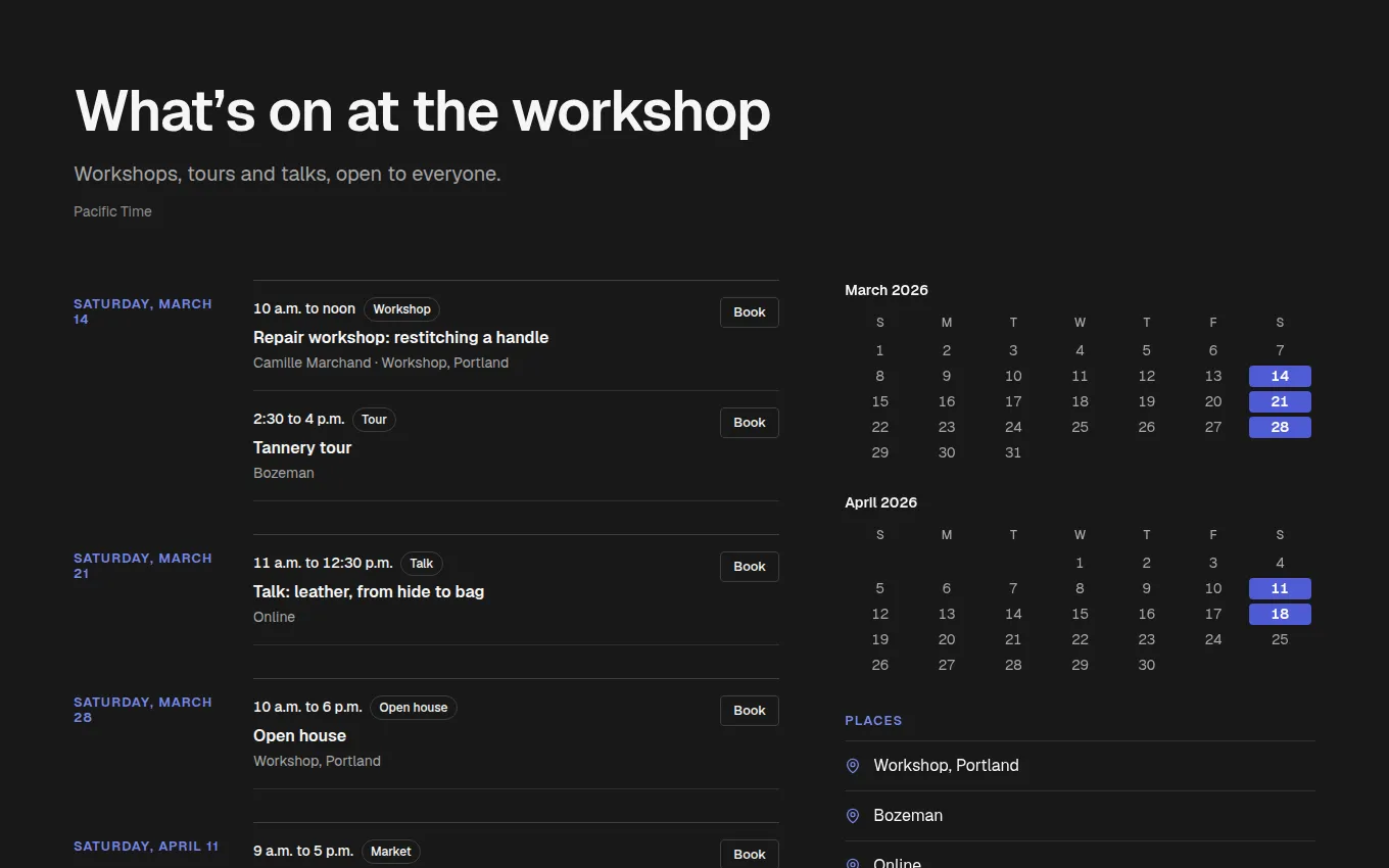 The EventCalendar block