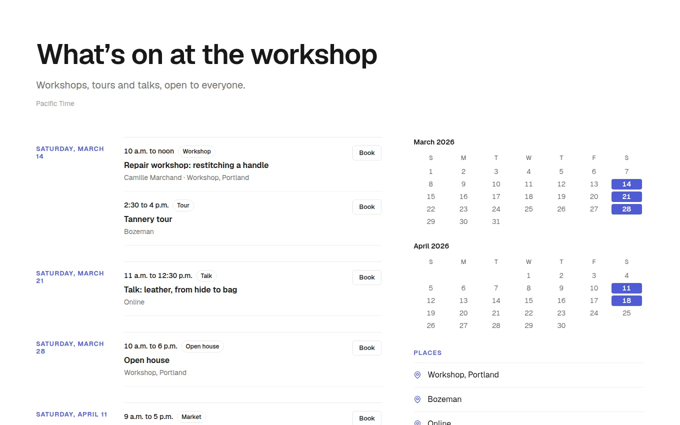 The EventCalendar block