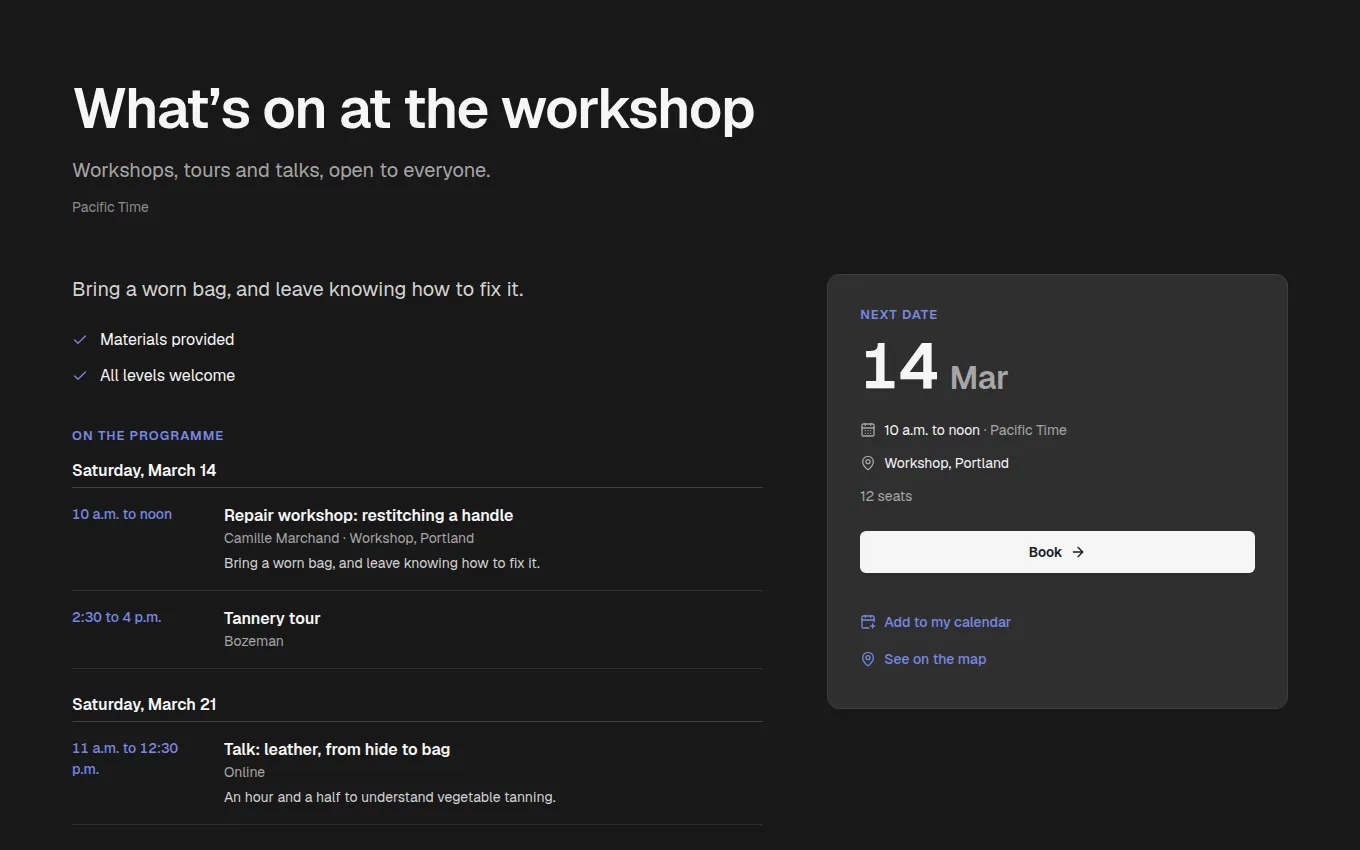 The EventRegistration block