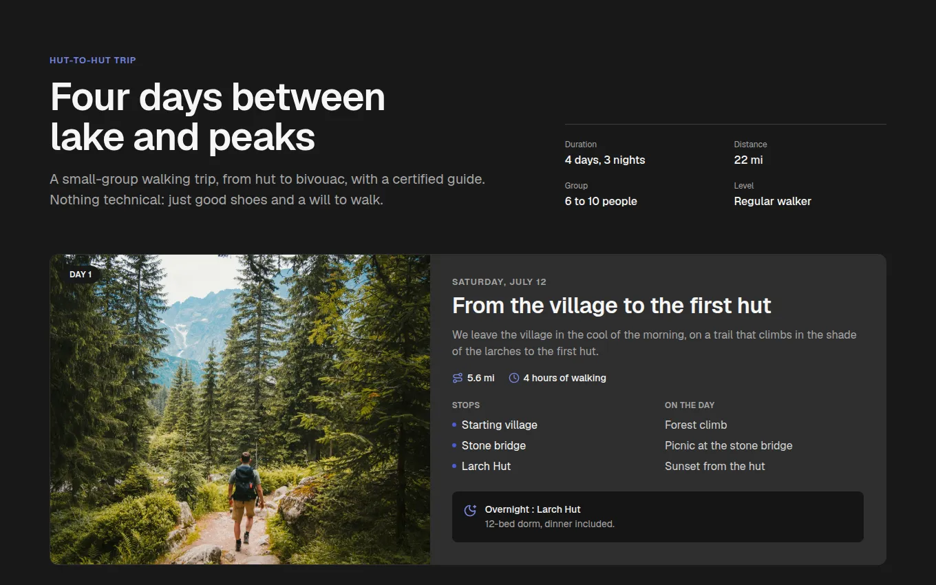 The Itinerary block