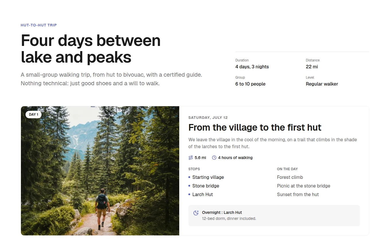 The Itinerary block