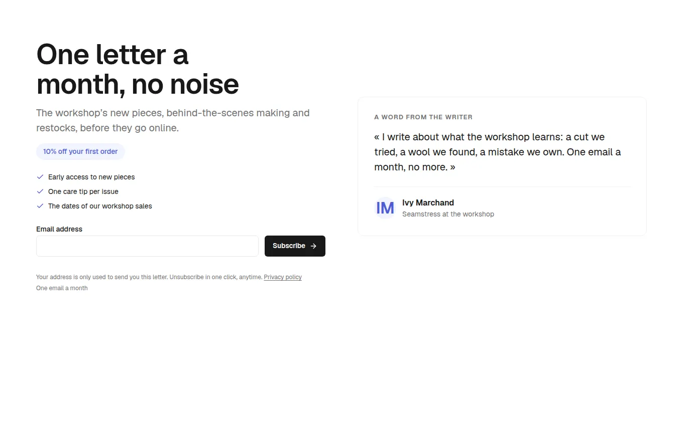 The LetterSignup block