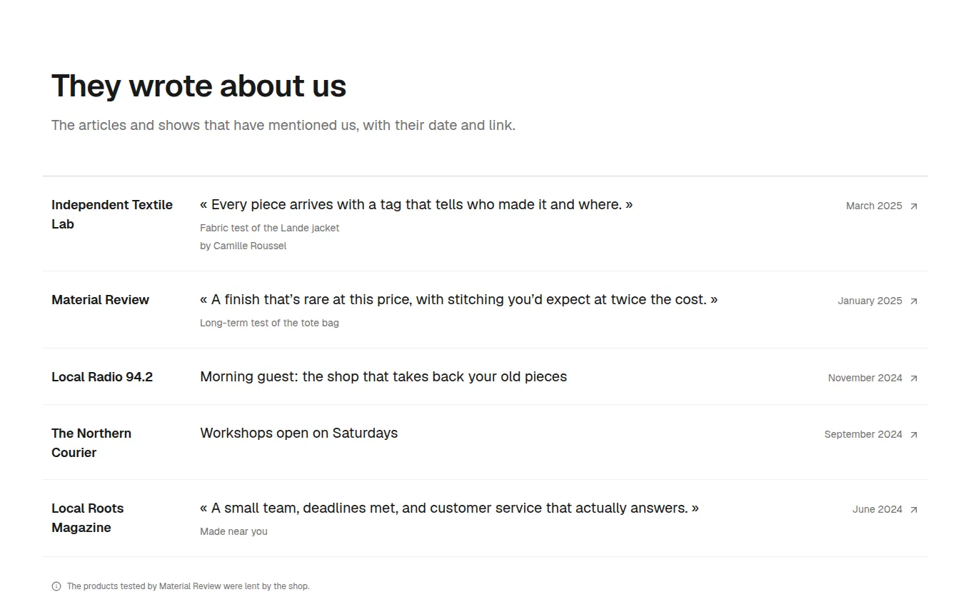 The PressMentions block