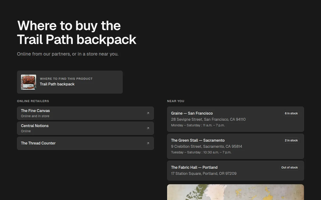 The ProductStockists block