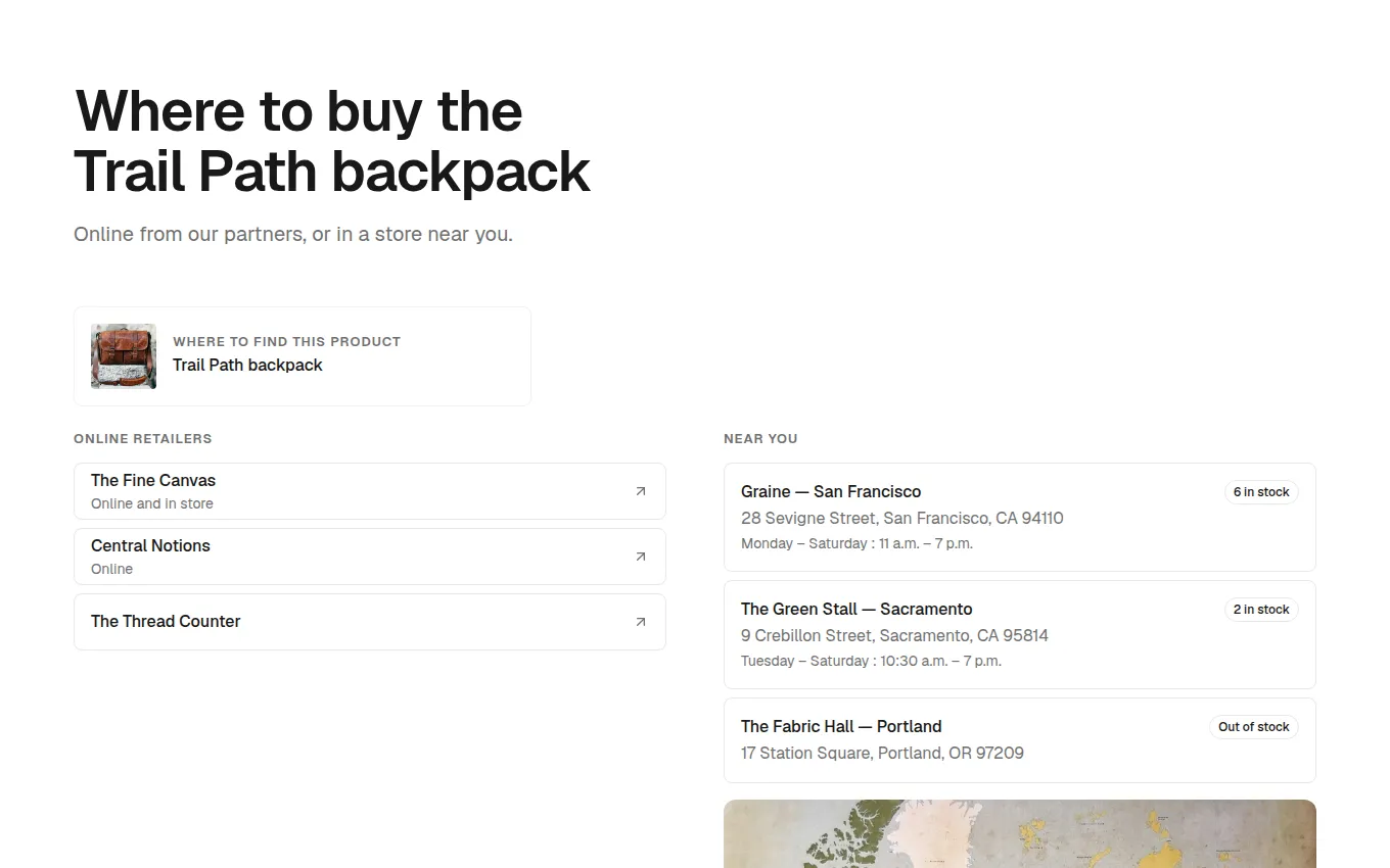 The ProductStockists block